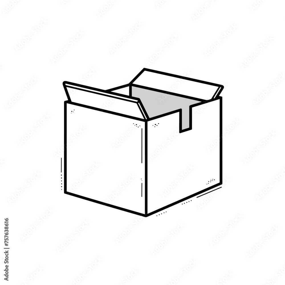 cardboard box outline, vector, simple,minimalist, cartoonic, black and white cardboard box outline, vector, simple,minimalist, cartoonic, black and white