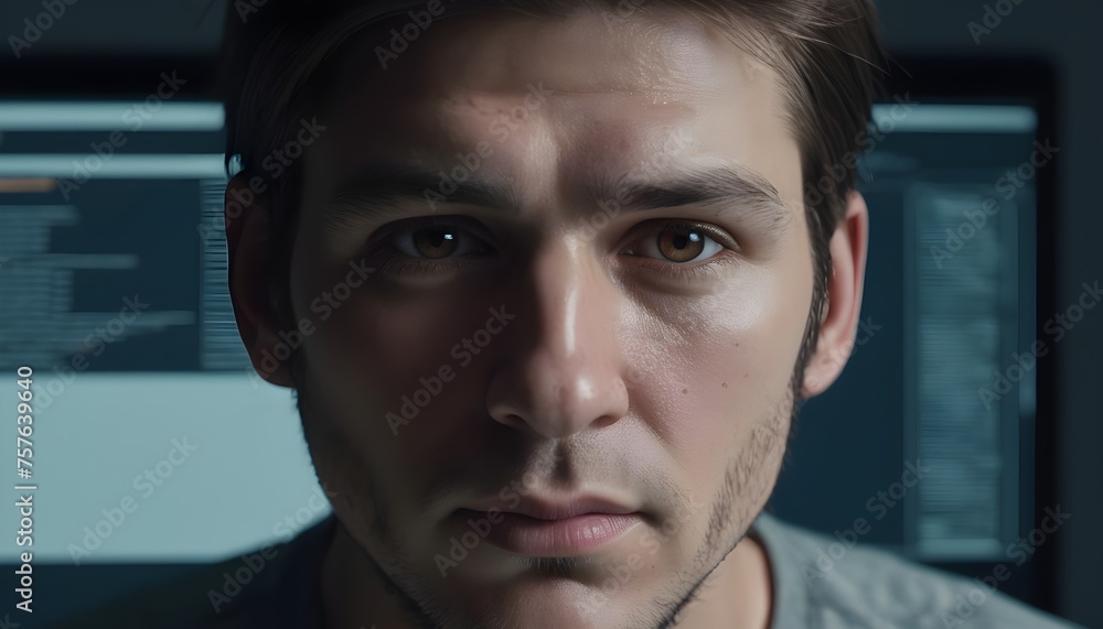 Analytical Coding: Programmer's Close-Up, Focused on Laptop Screen, Brand-Logo-Free Environment, Reflecting Deep Concentration and Expertise Analytical Coding: Programmer's Close-Up, Focused on Laptop Screen, Brand-Logo-Free Environment, Reflecting Deep Concentration and Expertise