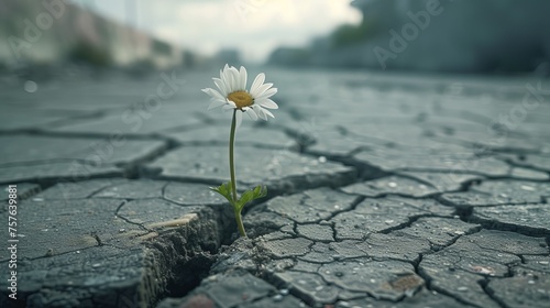 Resilient Flower Growing Through Cracked Pavement © AlissaAnn