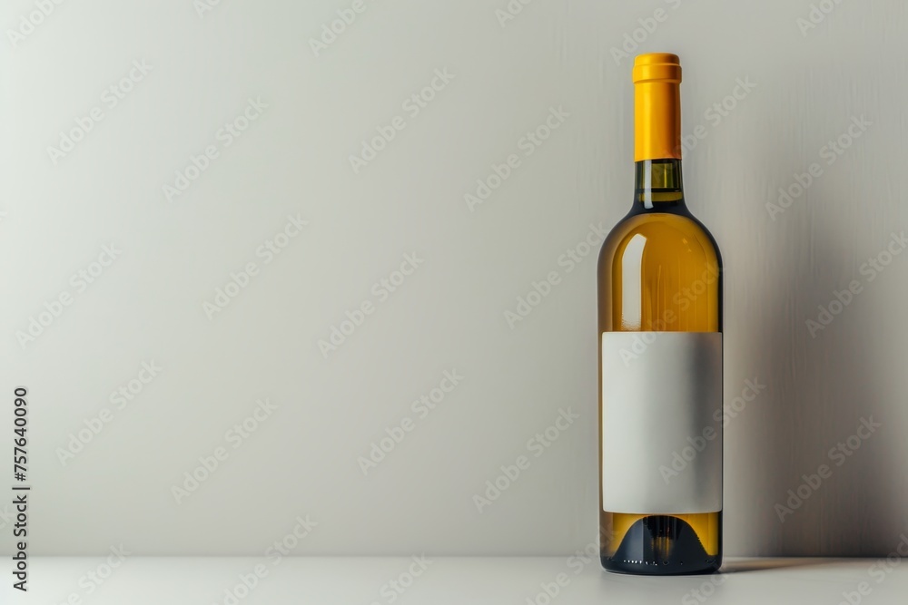Single white wine bottle standing alone on white background, isolated for elegant presentation Single white wine bottle standing alone on white background, isolated for elegant presentation