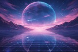 El amanecer del neón digital: Un mundo futurista plasmado por la synthwave 4