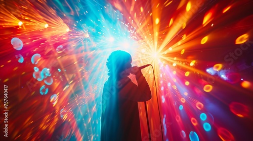 Singer in Colorful Stage Lights