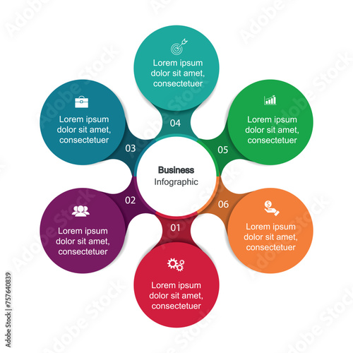 Six Stage Process Cycle Business Infographic
