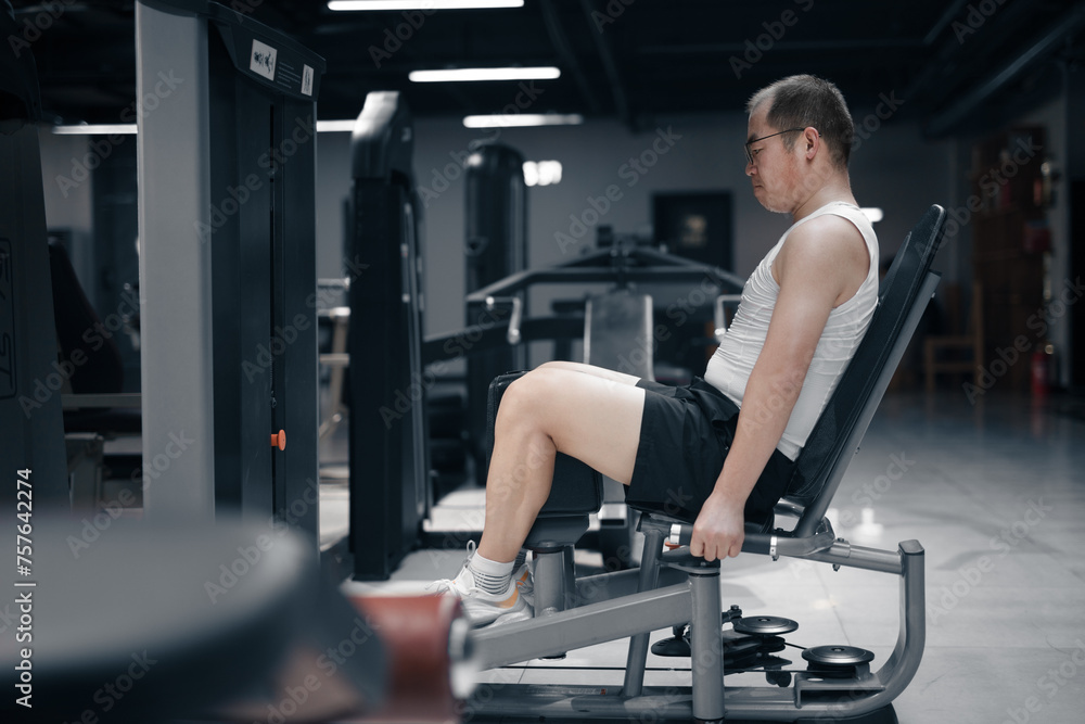The men in the gym are exercising The men in the gym are exercising