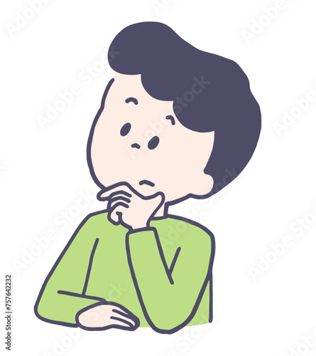 上を見上げて考える男性のイラスト