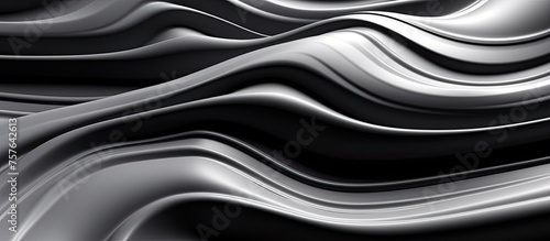 A monochrome photograph of a silver metal surface with wave patterns, resembling an automotive design. The contrast of grey and electric blue hues give a captivating look