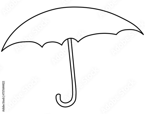 Minimalist umbrella in outline, a symbol that indicates fragility when exposed to the elements. Protect from sun and rain