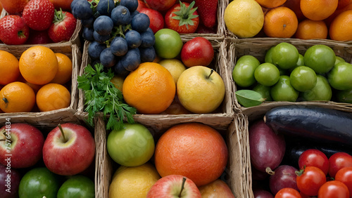 Food background with assortment of fresh organic vegetables. generative.ai © ARSHAD