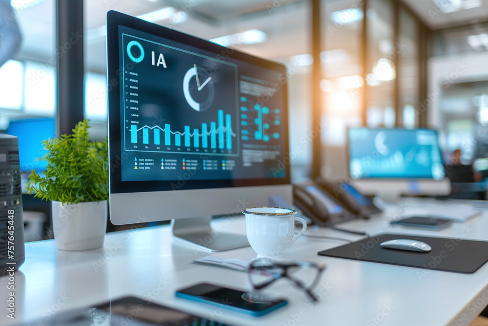 Advanced AI Technology and Analytics in Action at a Business Workspace