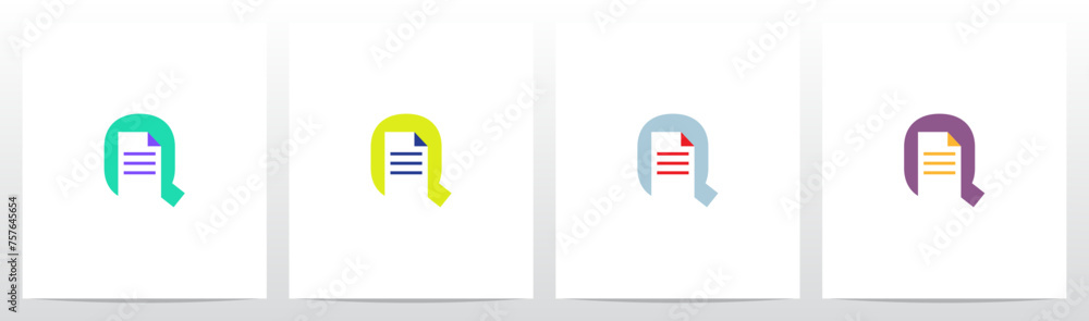 Paper Sheet Document on Letter Initial Logo Design Q
