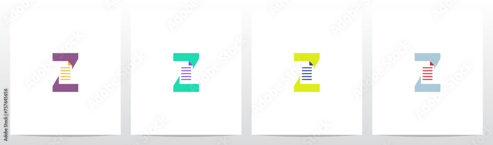 Paper Sheet Document on Letter Initial Logo Design Z