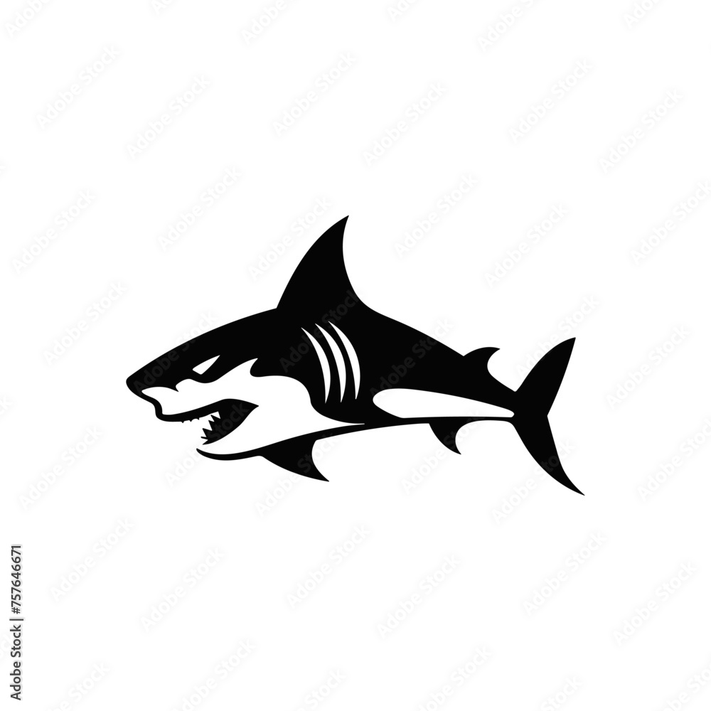 Obraz premium graphic design , shark inspired logo. silhouette , solid black , isolated on a white background