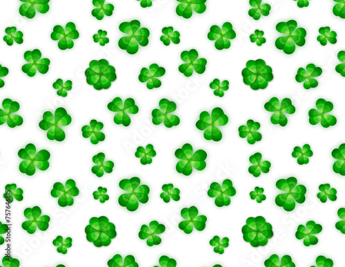 Saint Patrick's Day Realistic Clover Vector Pattern Swatch Repeatable Seamless Isolated Varied Sizes