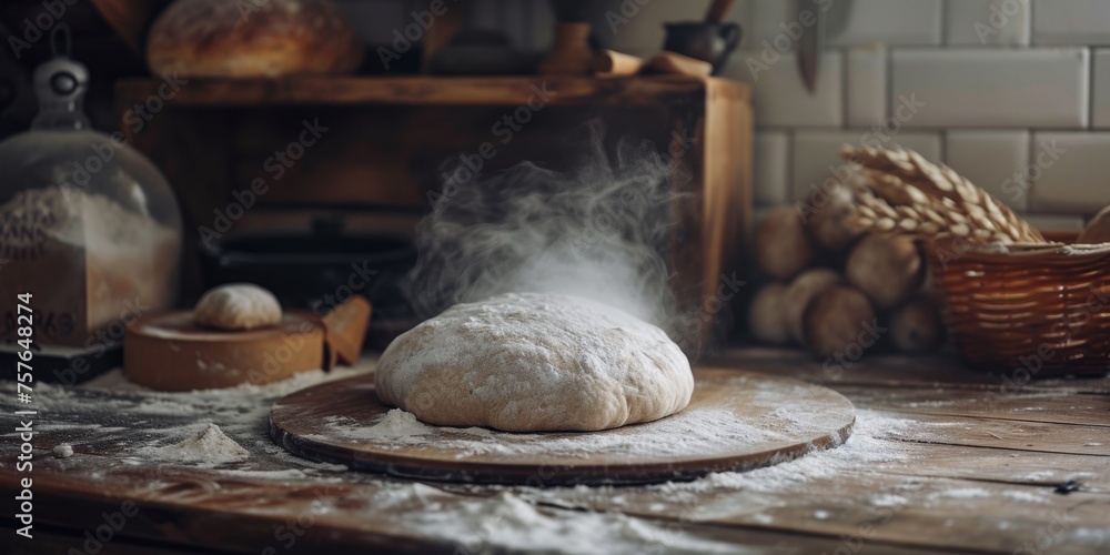 Bread dough on table with natural light Bread dough on table with natural light