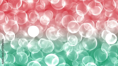 Soft coral pink, seafoam green, and pearl white bokeh abstract background with gentle blur effect