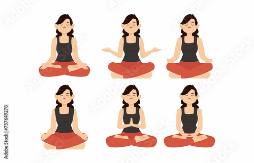 Flat people meditating illustration, yoga