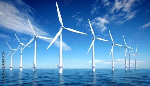 Sustainable offshore wind farm under clear skies, providing green energy solutions.