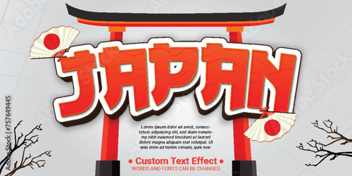 Free vector japan text effect, editable asia and temple text style