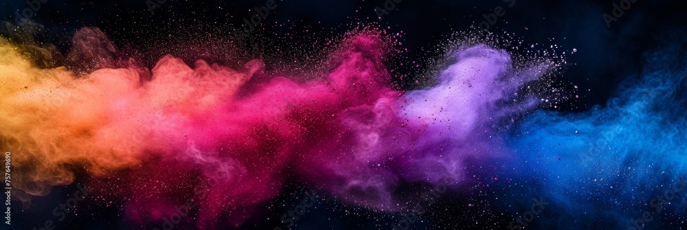 Colorful dust cloud and particles in space