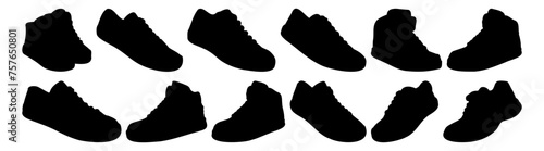 Shoes sneaker silhouette set vector design big pack of illustration and icon photo