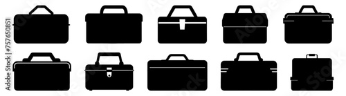Briefcase bag silhouette set vector design big pack of illustration and icon