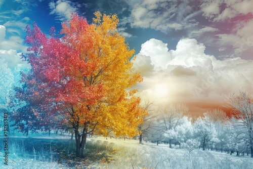 A world where colors change with the seasons