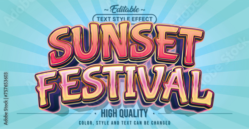 Editable text style effect - Sunset Festival text style theme.