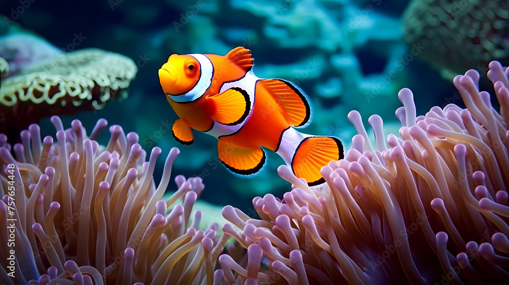 clownfish on coral reef clownfish on coral reef