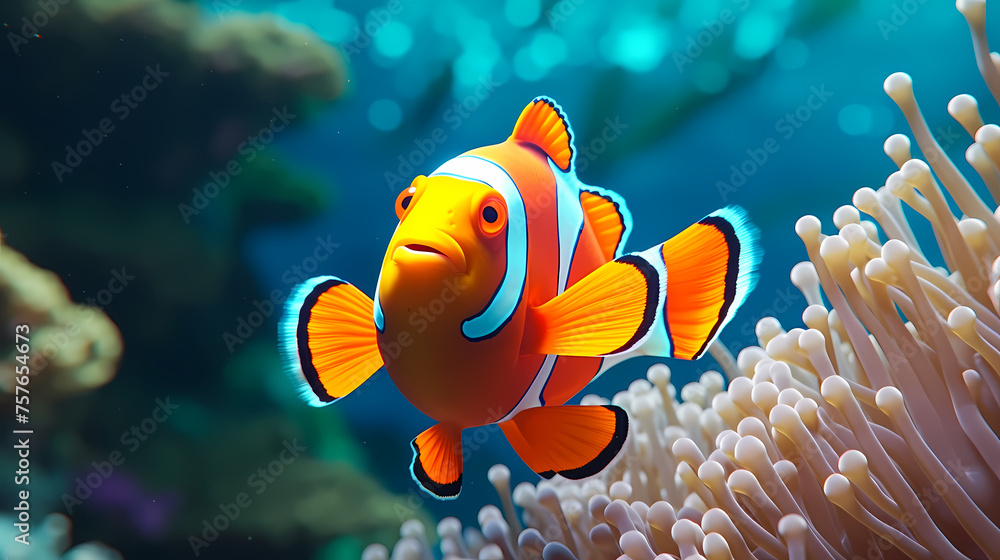 clownfish on coral reef clownfish on coral reef