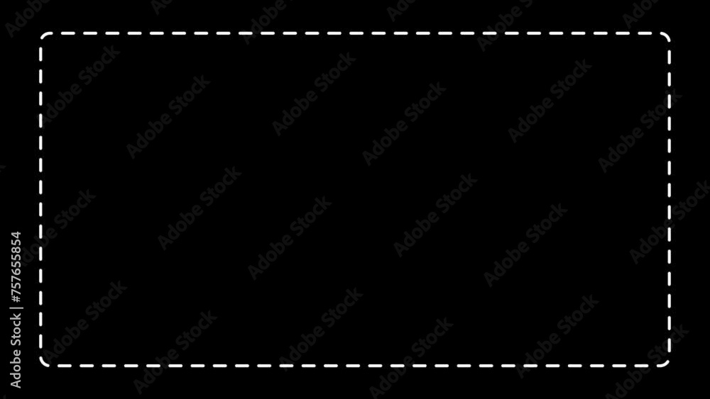 Dot line rectangle frame animation with alpha channel transparent black background Dot line rectangle frame animation with alpha channel transparent black background