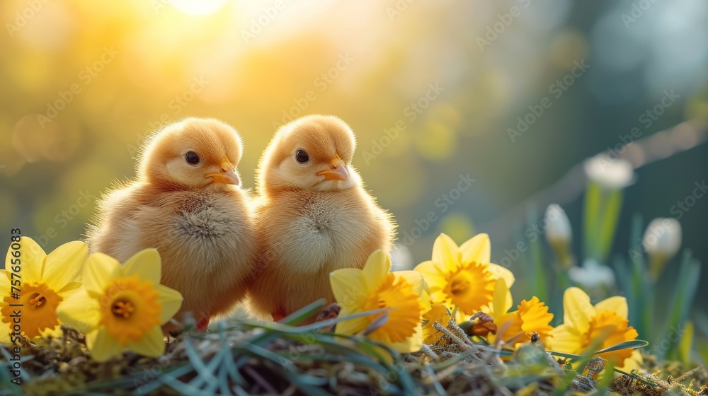 Serene Chicks in Springtime