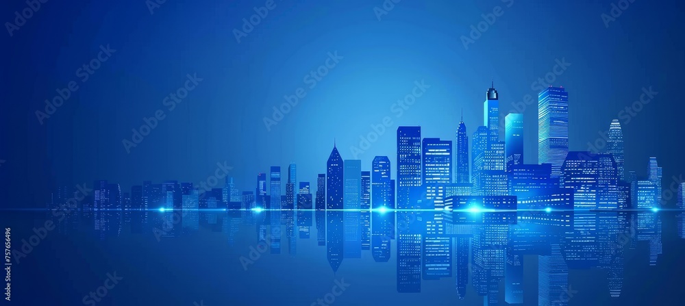 Abstract modern city model background with wireless network and connection technology concept
