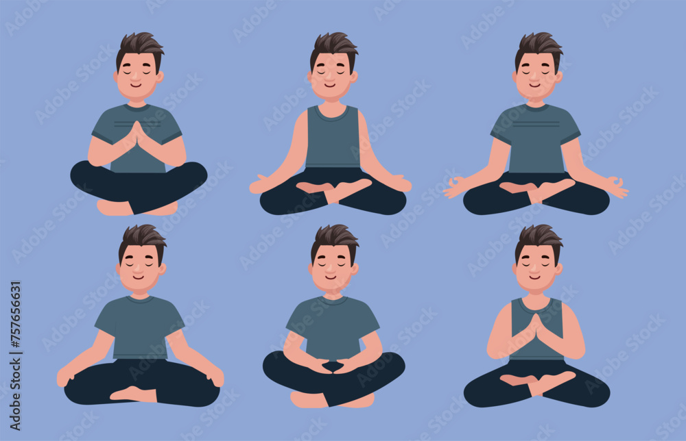 Flat people meditating illustration, yoga Flat people meditating illustration, yoga