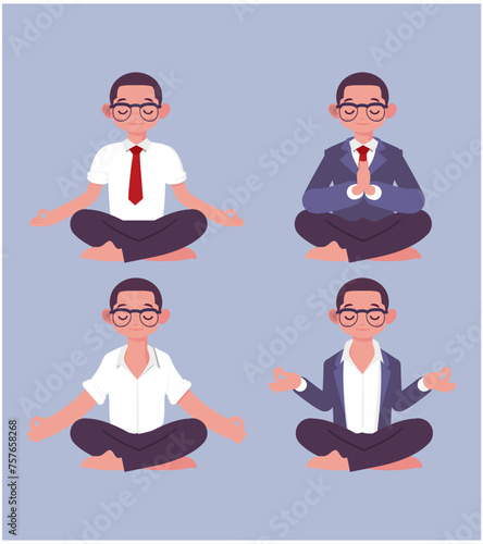 Flat people meditating illustration, yoga