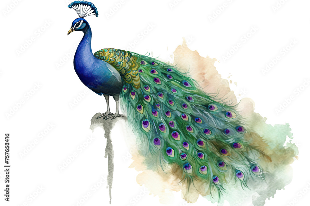 watercolor peacock