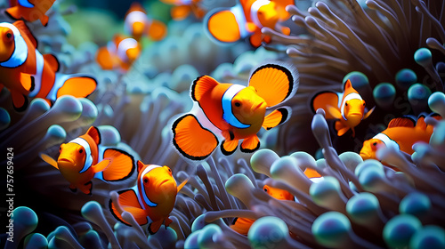 clownfish on coral reef photo