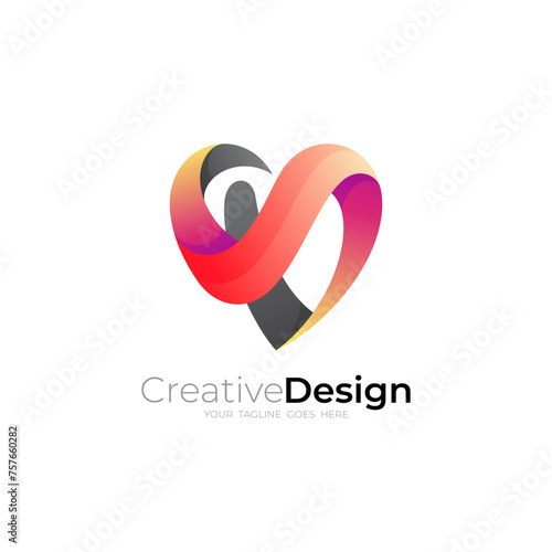 Abstract love logo simple, clinic icon vector, charity design