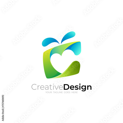 C logo with square design social, love and square logos, charity design