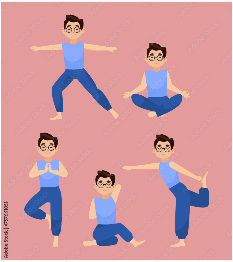People in poses of yoga 