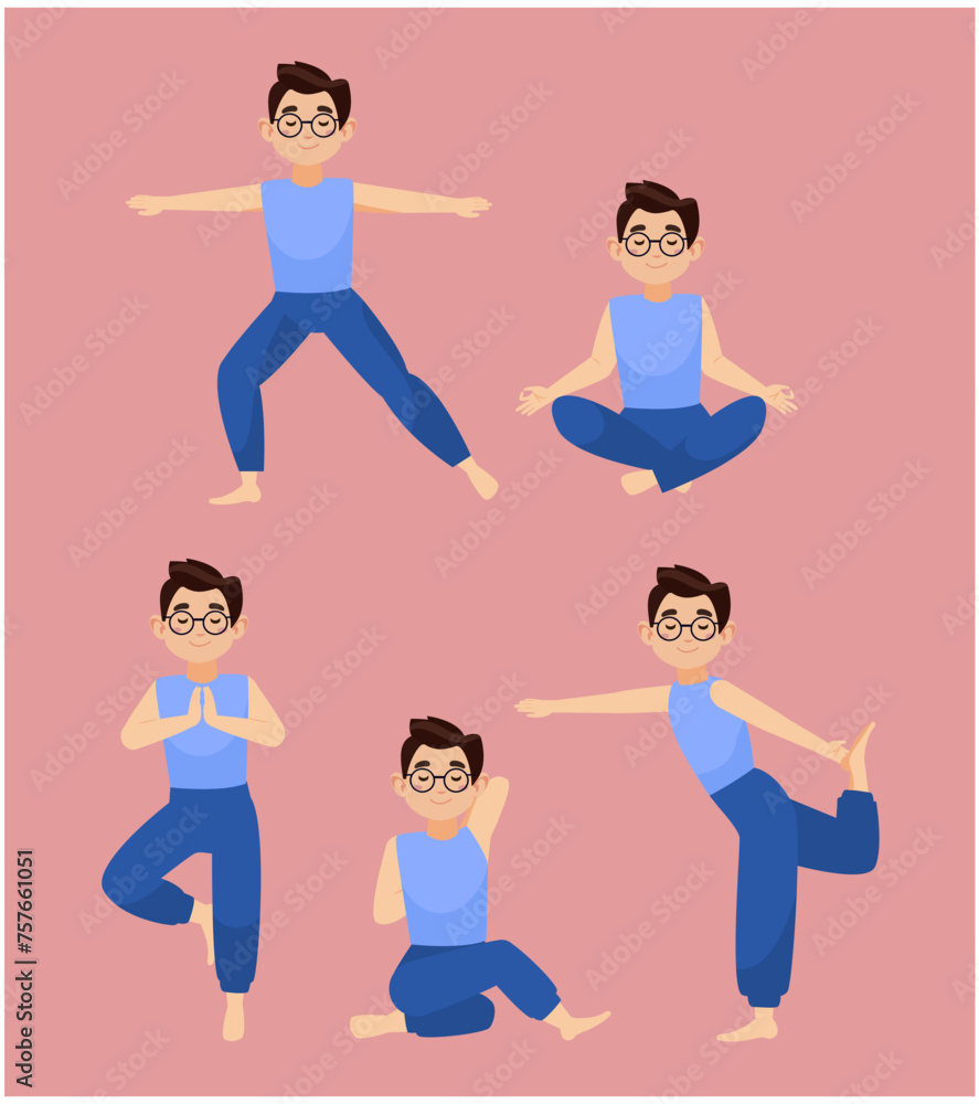 People in poses of yoga People in poses of yoga
