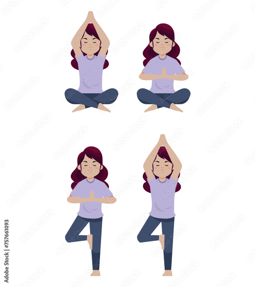 People in poses of yoga 