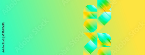 Serene gradient template. Circles and triangles mingle in minimalist perfection. Gentle fusion of forms and hues creates balanced yet captivating backdrop, embodying modern sophistication