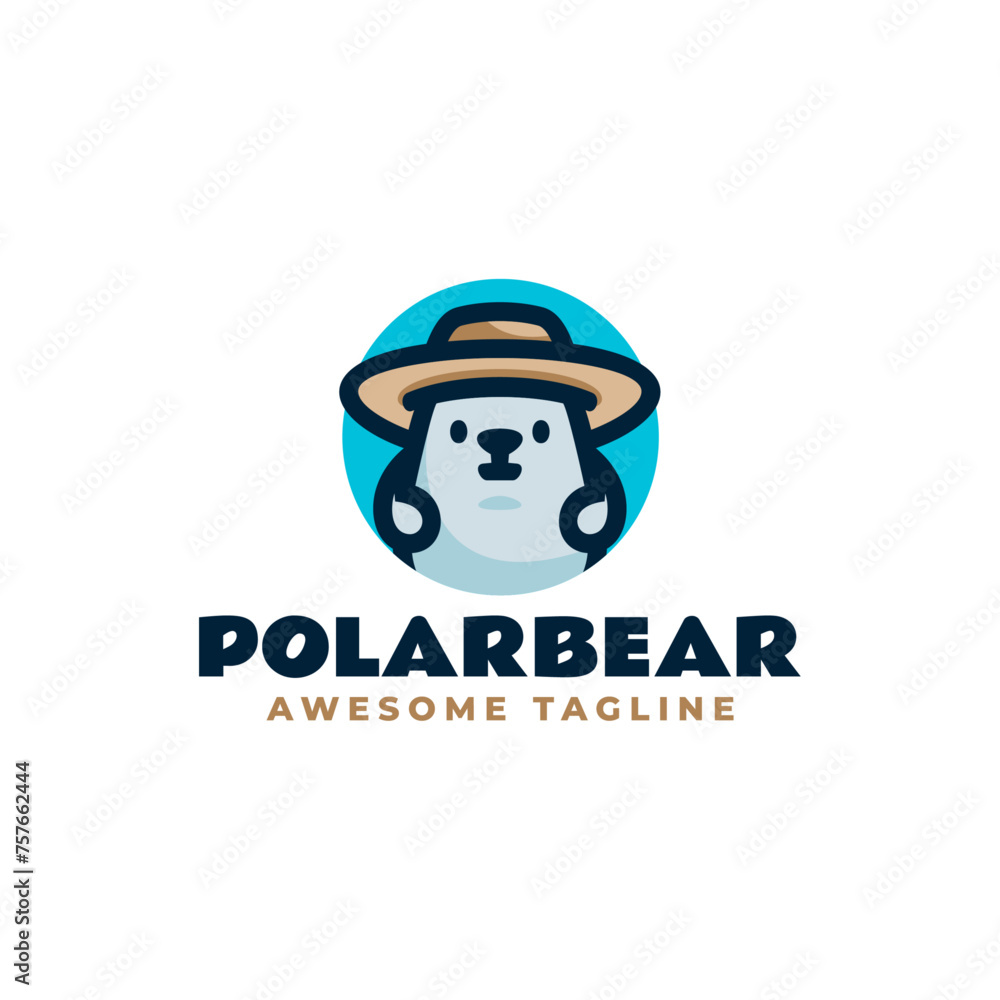 Vector Logo Illustration Polar Bear Mascot Cartoon Style. Vector Logo Illustration Polar Bear Mascot Cartoon Style.