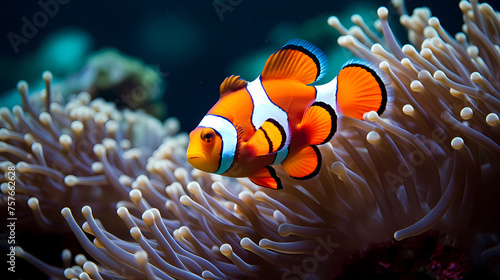 Shot of clownfish in sea anemone © xuan