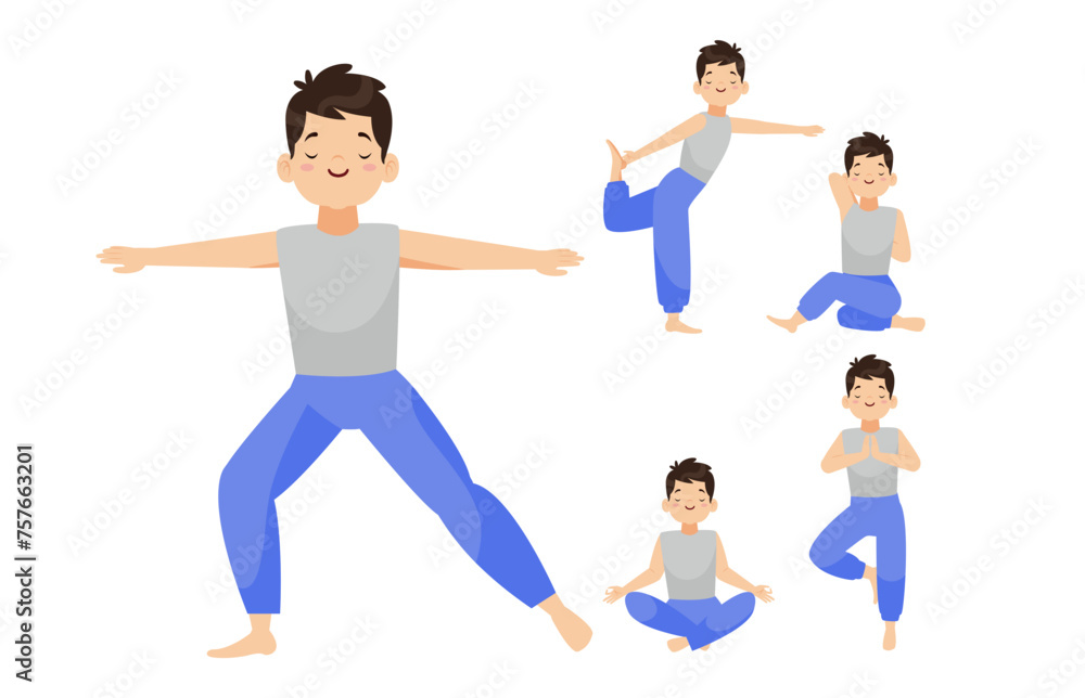 People in poses of yoga 