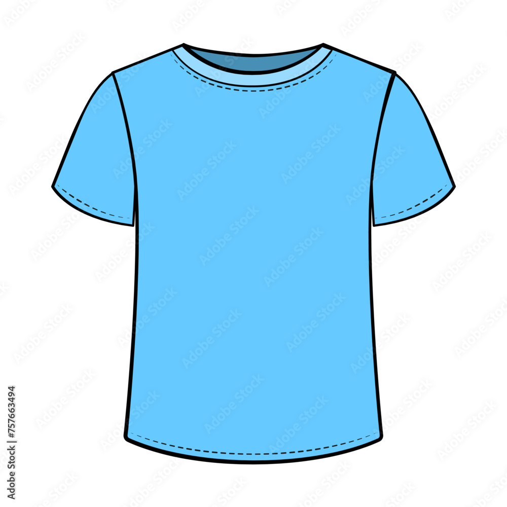 Basic t-shirt template flat sketch vector illustration Basic t-shirt template flat sketch vector illustration