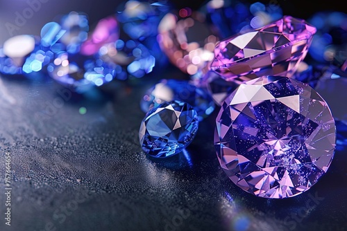 Sapphire Radiance  Gems of Beauty on Black Background A Tapestry of Gemstones  Sapphire  Amethyst  Ruby  and Beyond