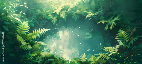 ancient ferns growing in the well  ai generative