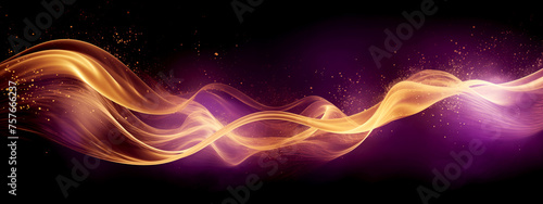 Fractal Wave - Golden Wave Motion Energy on Purple Background