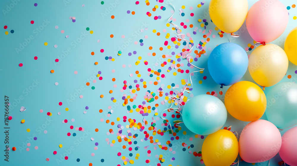 Colorful Balloons and Confetti - White Background Colorful Balloons and Confetti - White Background